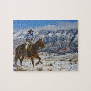 Cowboy on Horse wearing Leather Chaps 2 Jigsaw Puzzle