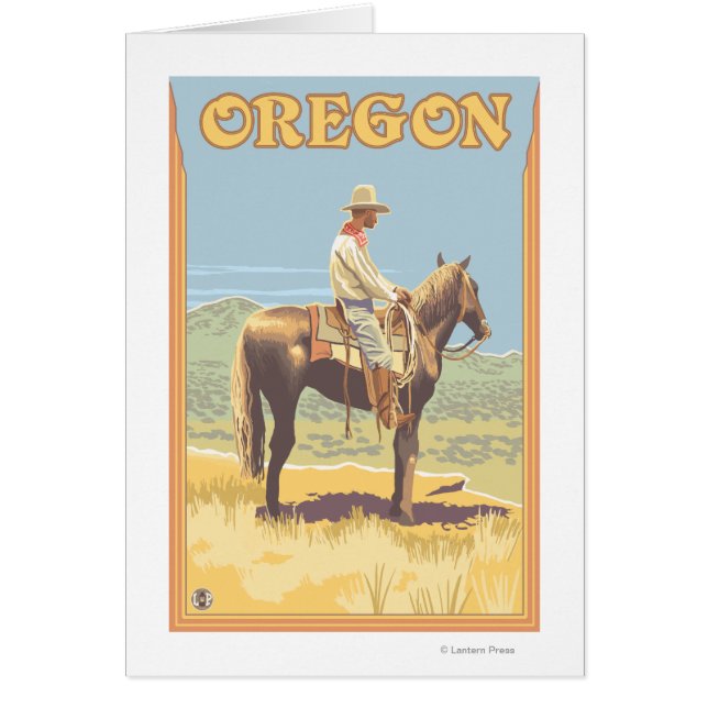 Cowboy on Horseback- Vintage Travel Poster (Front)