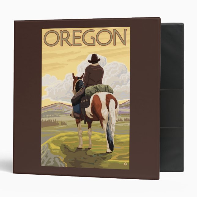 Cowboy on Horseback Vintage Travel Poster Binder (Front/Inside)