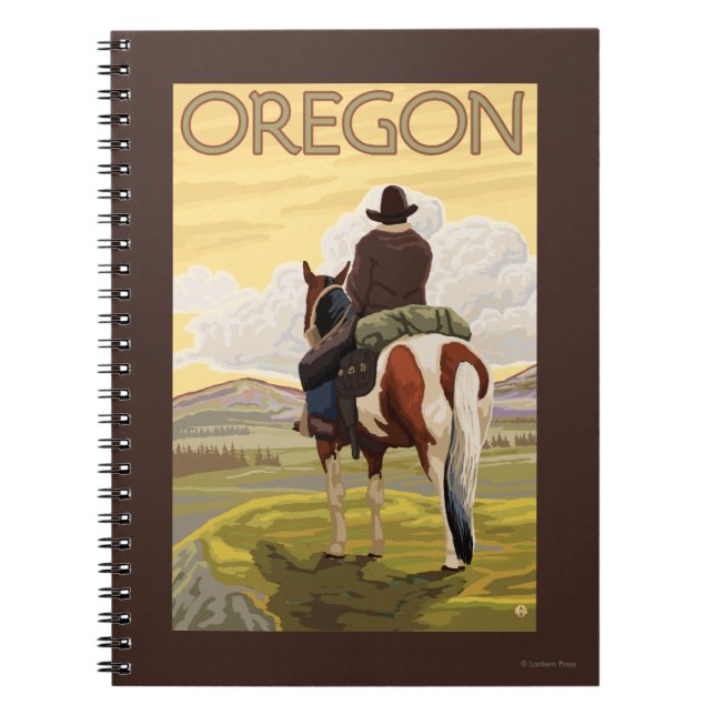 Cowboy on Horseback Vintage Travel Poster Notebook (Front)