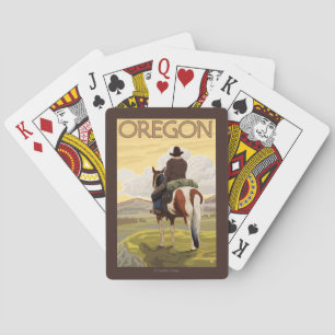 Cowboy on Horseback Vintage Travel Poster Playing Cards
