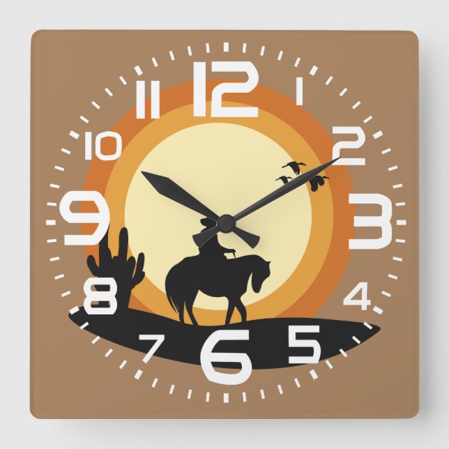 Cowboy on horseback wall clock (Front)