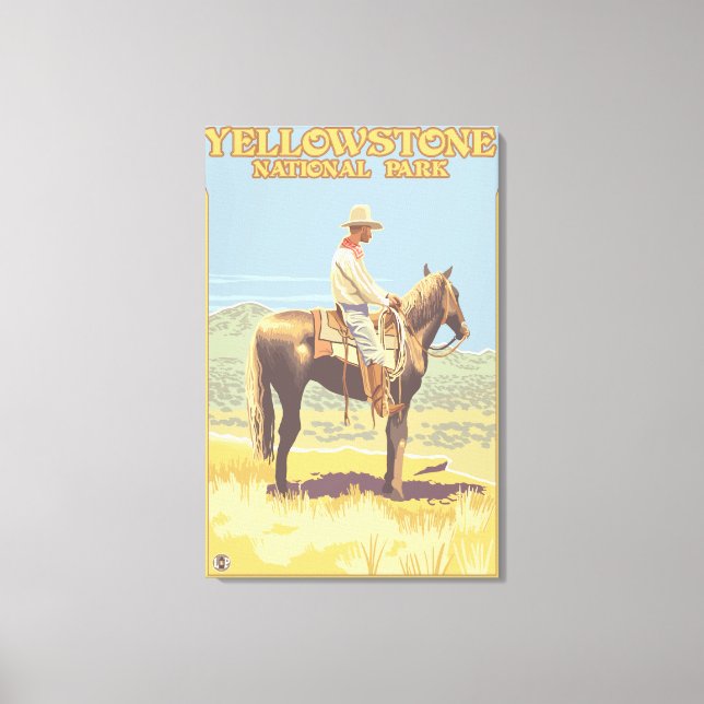 Cowboy on Horseback - Yellowstone National Canvas Print (Front)