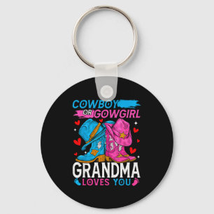 Cowboy Or Cowgirl Grandma Loves You Gender Reveal  Keychain