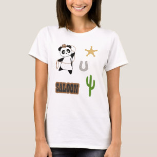 Cowboy Panda Bear Saloon Western Country T-Shirt