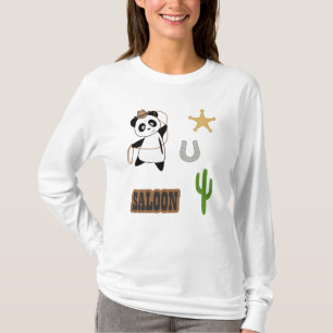 Cowboy Panda Bear Saloon Western Country T-Shirt