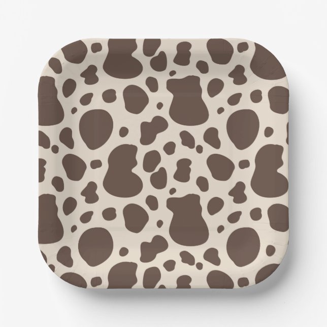Cowboy Party Plates | Cow Print Paper Plates (Front)