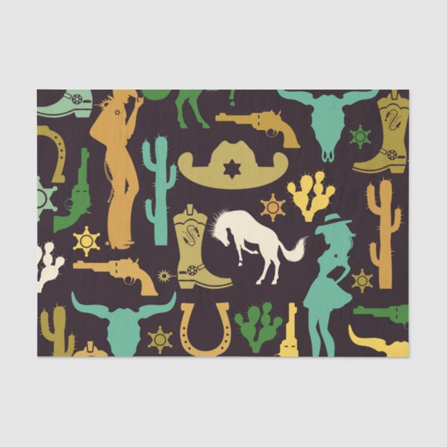 Cowboy Pattern Tissue Paper (Front)