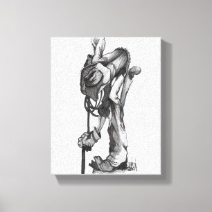 cowboy pencil drawing canvas print