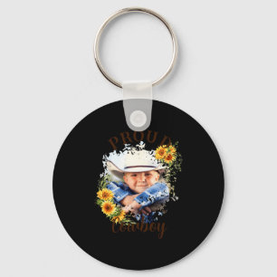 Cowboy Photo Text Sunflower Accent T Shirt Keychain