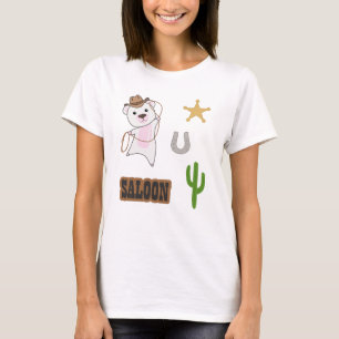 Cowboy Polar Bear Saloon Western Sticker T-Shirt
