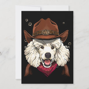 Cowboy Poodle Western Rodeo Cowboy Hat and Bandana Invitation