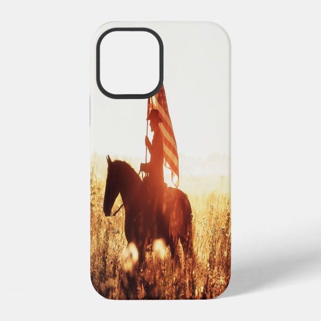 Cowboy Portrait USA Flag Theme. iPhone Case (Back)