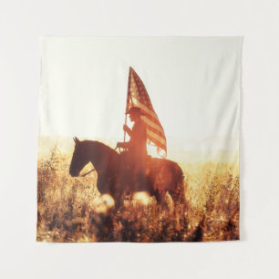 Cowboy Portrait USA Flag Theme. Tapestry