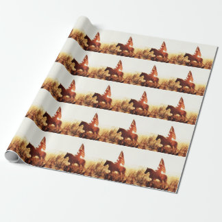 Cowboy Portrait USA Flag Theme. Wrapping Paper