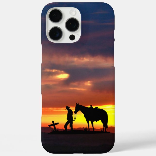 Cowboy Prayer Silhouette iPhone Case (Back)