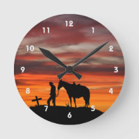 Cowboy Prayer Silhouette Wall Clock