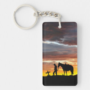 Cowboy Prayer with Sunset Keychain