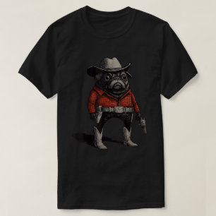 Cowboy Pug Dog Funny Western Outfit Meme T-Shirt