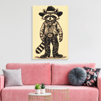 cowboy raccoon canvas print