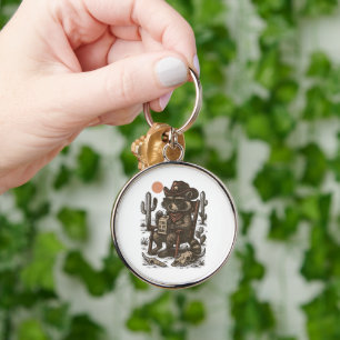 Cowboy Raccoon Funny Western Keychain