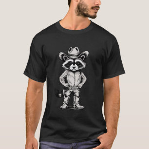 Cowboy Raccoon in Hat and Boots Wild West Critter T-Shirt