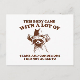 Cowboy Raccoon Sarcastic Quote Graphic Postcard