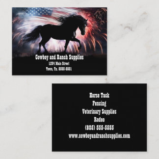 Cowboy Ranch Horse Tack Fencing Patriotic Business Card