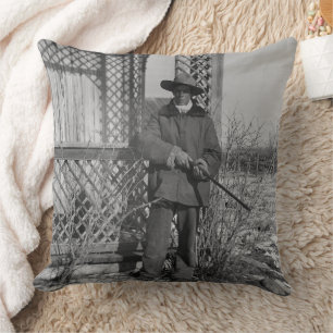 Cowboy Rancher or Canadian Outlaw of Old West Throw Pillow