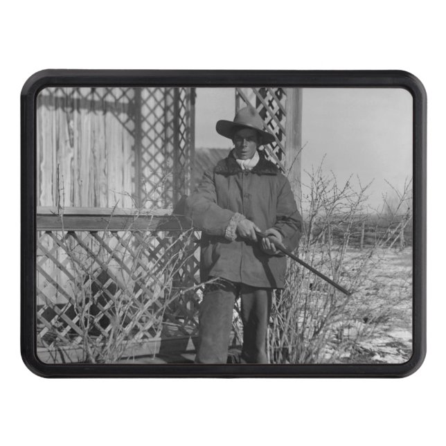 Cowboy Rancher or Canadian Outlaw of Old West Trailer Hitch Cover (Front)