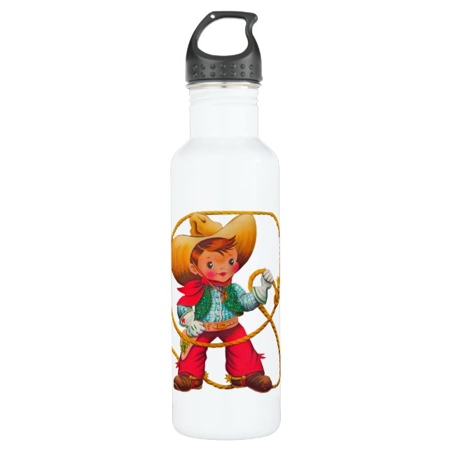 Cowboy Retro Boy Child Cute Western 710 Ml Water Bottle (Front)