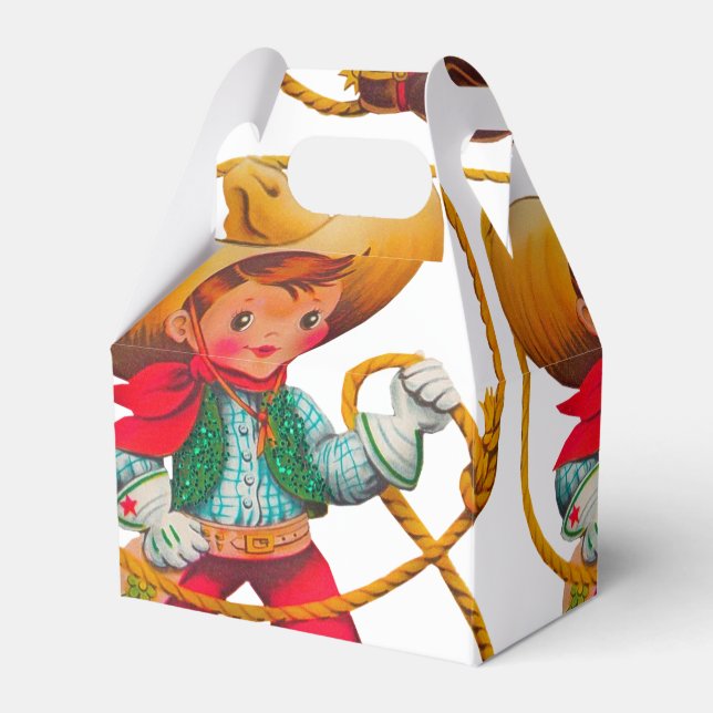 Cowboy Retro Boy Child Cute Western Favor Box (Front Side)