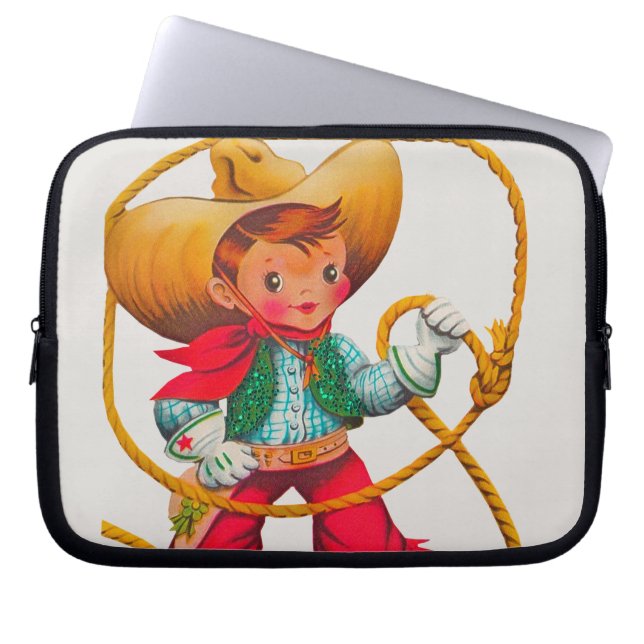 Cowboy Retro Boy Child Cute Western Laptop Sleeve (Front)