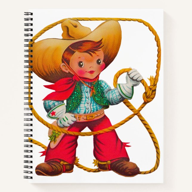 Cowboy Retro Boy Child Cute Western Notebook (Front)