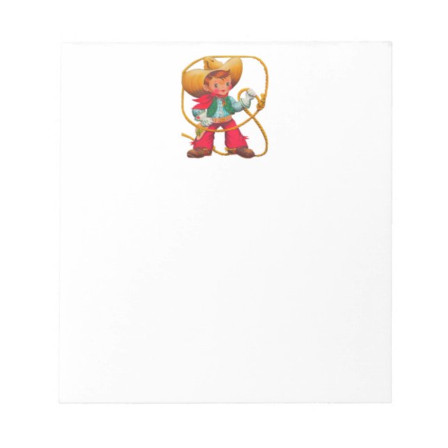 Cowboy Retro Boy Child Cute Western Notepad (Front)
