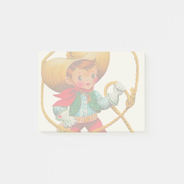 Cowboy Retro Boy Child Cute Western Post-it Notes (Front)