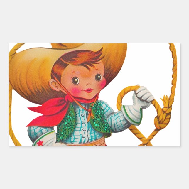 Cowboy Retro Boy Child Cute Western Sticker (Front)