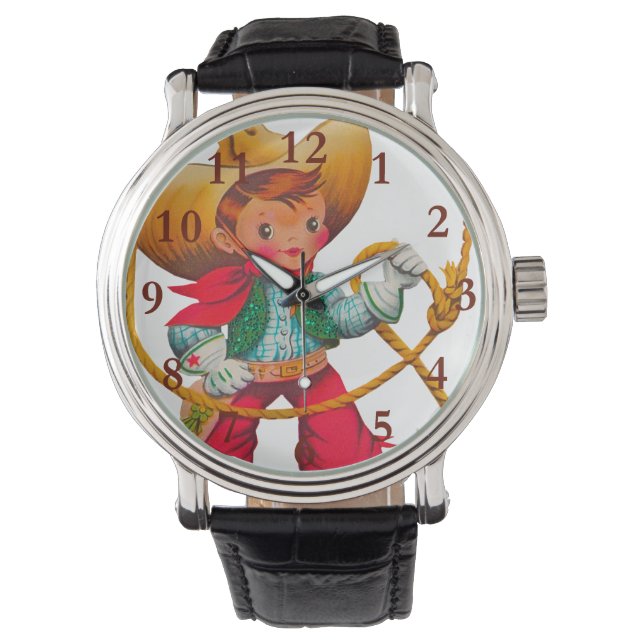 Cowboy Retro Boy Child Cute Western Watch (Front)