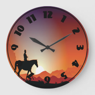 Cowboy Riding A Horse Clock