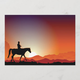 Cowboy Riding A Horse Invitations