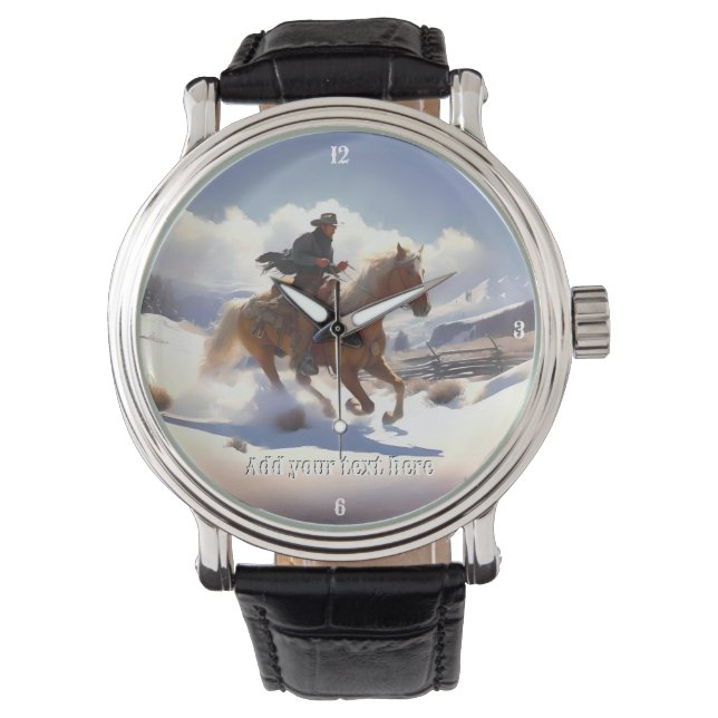 Cowboy Riding a Palomino  Horse Watch (Front)