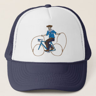 Cowboy Riding Bike With Lasso Wheels Trucker Hat