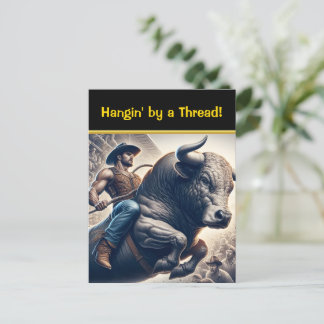 Cowboy Riding Bull In Arena Postcard