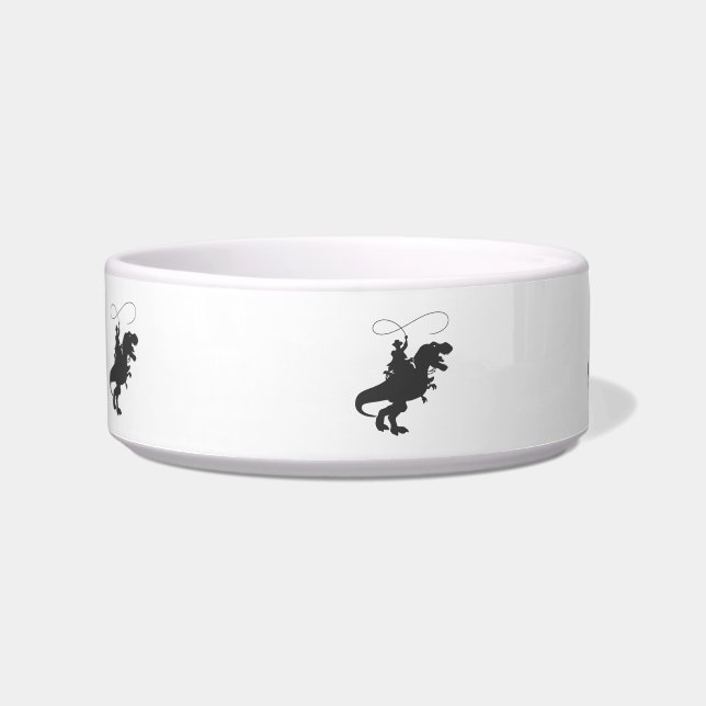 Cowboy riding dinosaur in the prehistoric era bowl (Front)