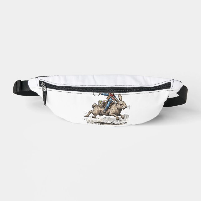 Cowboy Riding Easter Bunny Western Howdy Easter Fu Fanny Pack (Front)