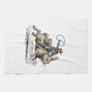 Cowboy Riding Easter Bunny Western Howdy Easter Fu Kitchen Towel