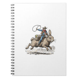 Cowboy Riding Easter Bunny Western Howdy Easter Fu Notebook
