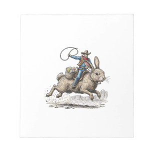 Cowboy Riding Easter Bunny Western Howdy Easter Fu Notepad