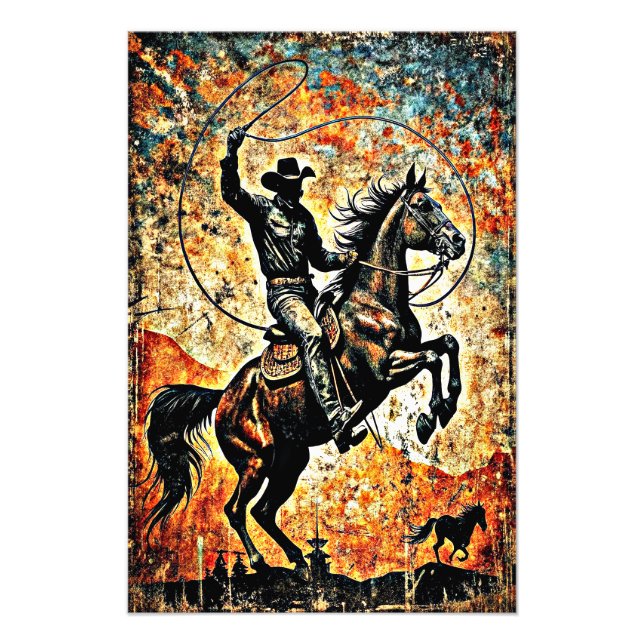 COWBOY RIDING PHOTO PRINT (Front)