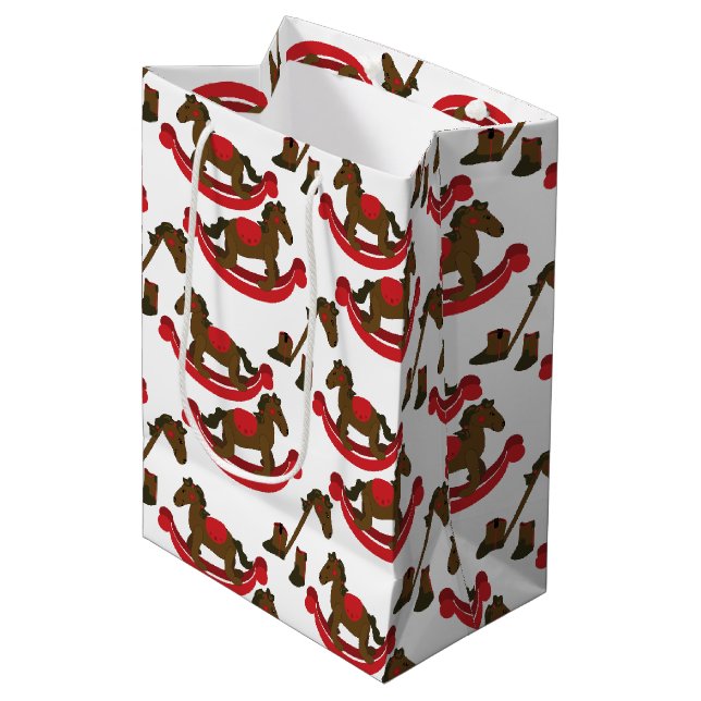 Cowboy Rocking Horse Baby Medium Gift Bag (Front Angled)